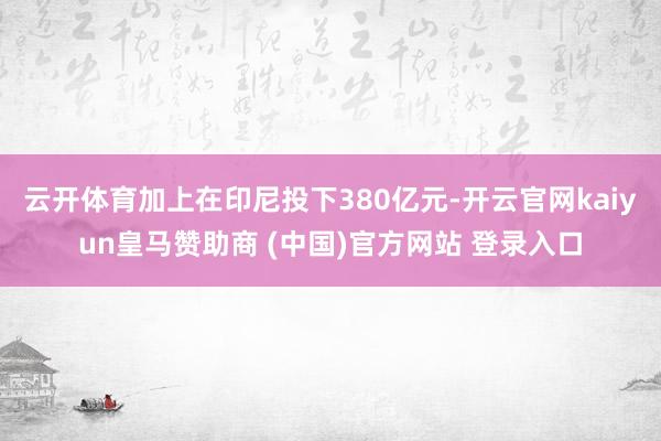 云开体育加上在印尼投下380亿元-开云官网kaiyun皇马赞助商 (中国)官方网站 登录入口